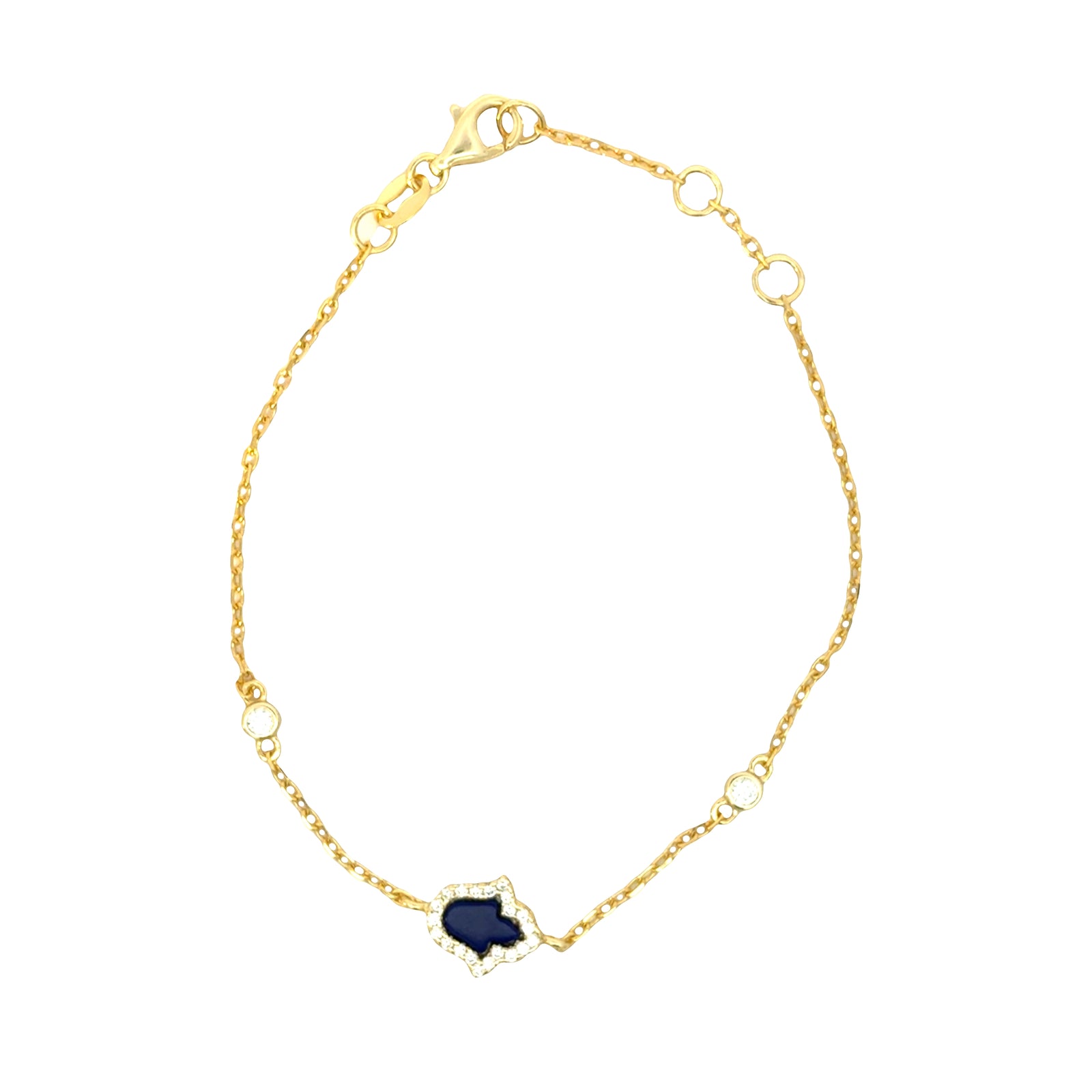 Gold Hamsa Bracelet – CZ Pavé Protection Amulet Chain