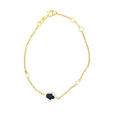Gold Hamsa Bracelet – CZ Pavé Protection Amulet Chain