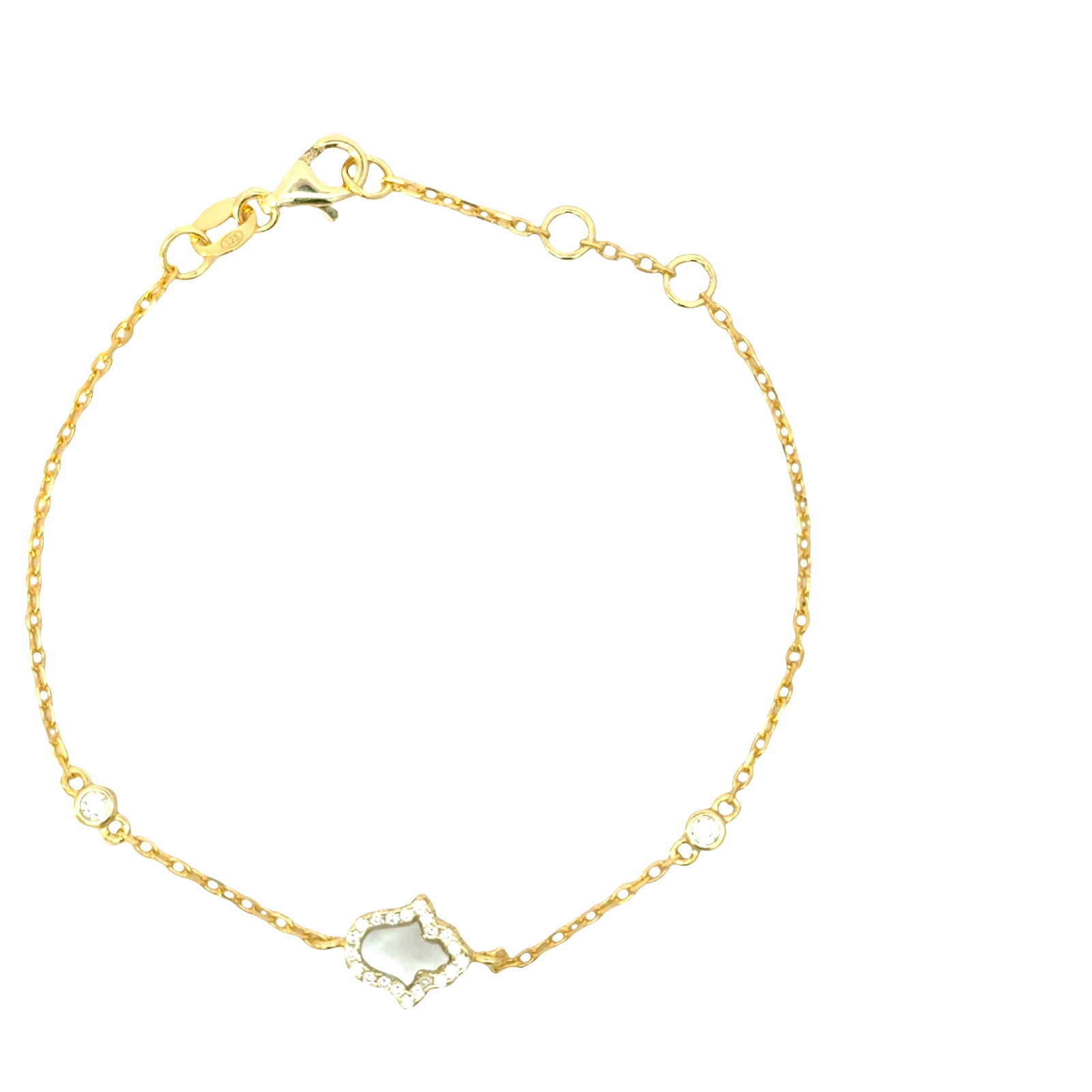 Gold Hamsa Bracelet – CZ Pavé Protection Amulet Chain