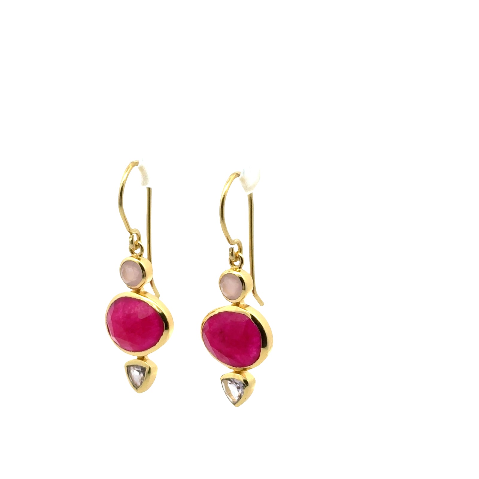 Three stone semi precious drop earring
