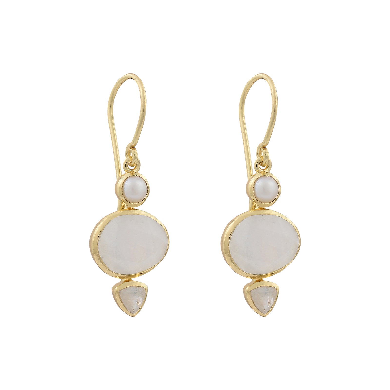 Three stone semi precious drop earring