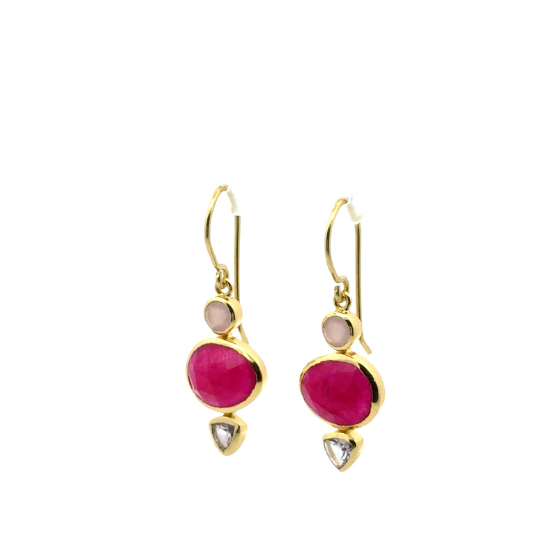 Chakra Three Stone Drop Earrings