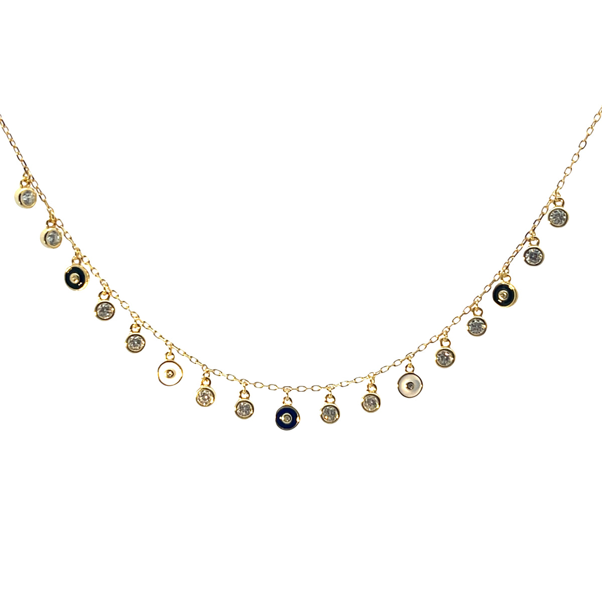Sacred Protection Multi Eye and Cz sterling silver 925 necklace
