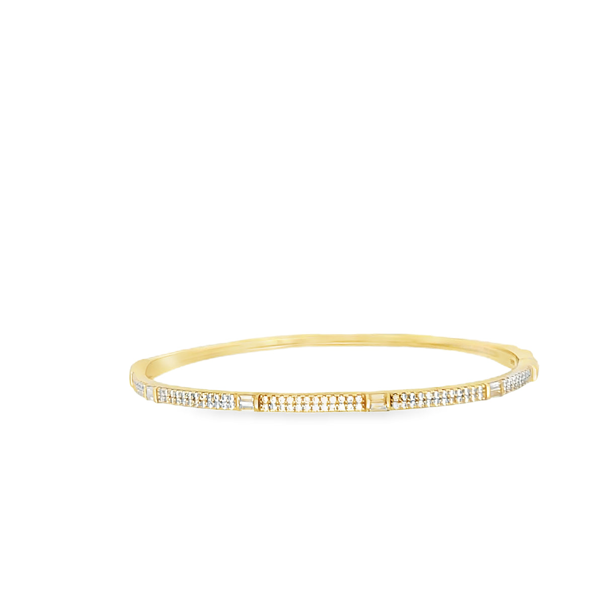 Timelss Elegance Baguette and Pave Bangle 925 Sterling Silver