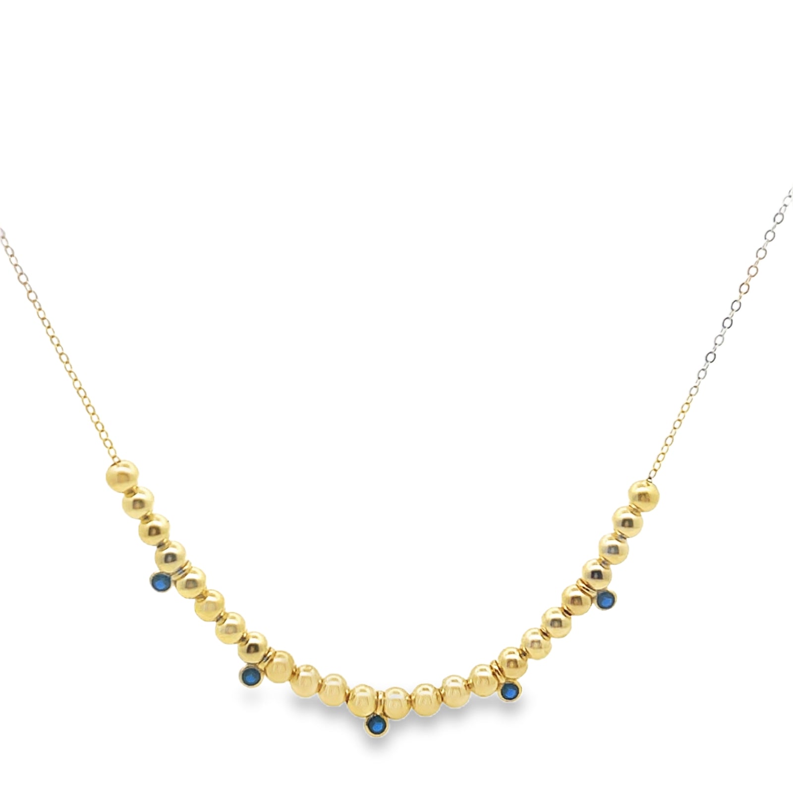 Gold Beaded CZ Drop Necklace — Golden Radiance