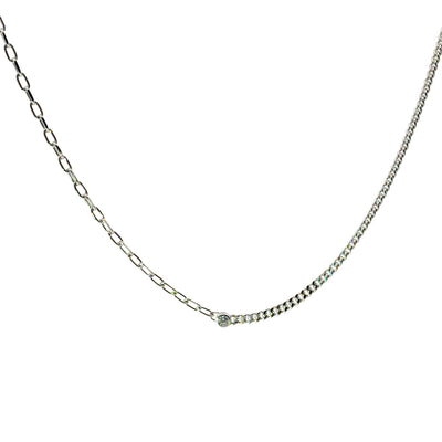 Mixed Chain Single CZ Necklace