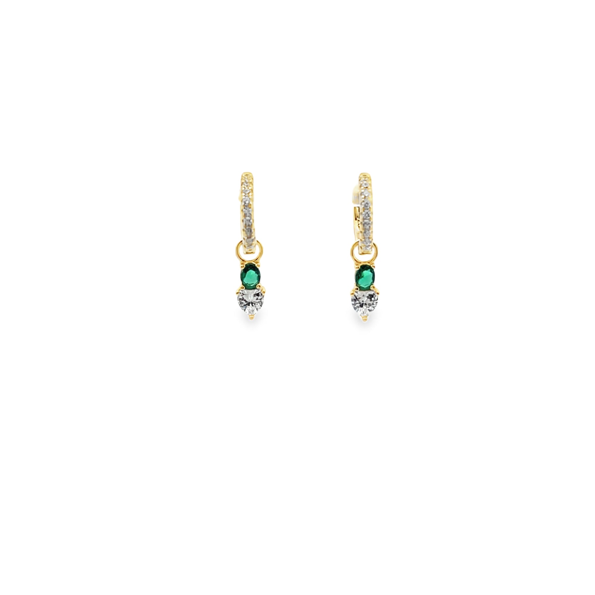 Heart and stone drop Love huggy earings