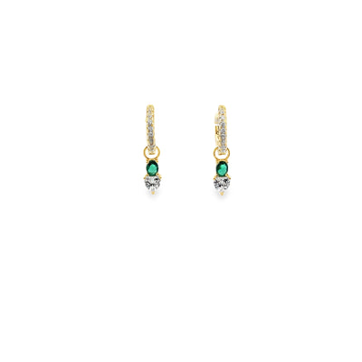 Heart and stone drop Love huggy earings