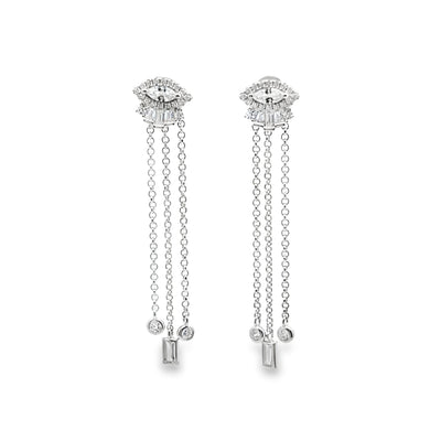 Gold Evil Eye Chain Drop Earrings – CZ Fringe Dangle Statement