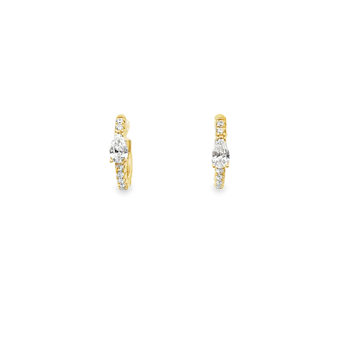 Pear Solitaire Huggie Hoops