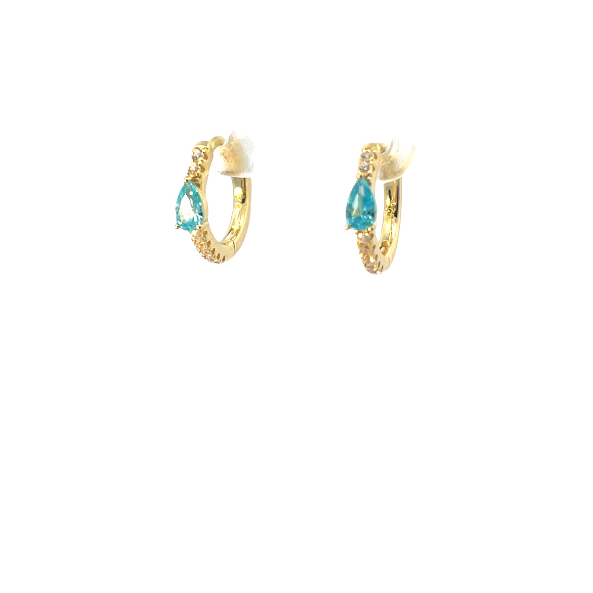 Pear Solitaire Huggie Hoops