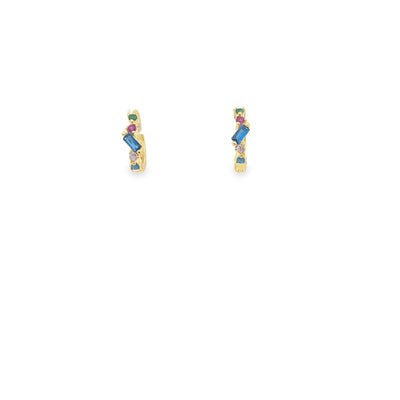 Sterling Silver Baguette Huggie Earrings – Dainty CZ Hoop