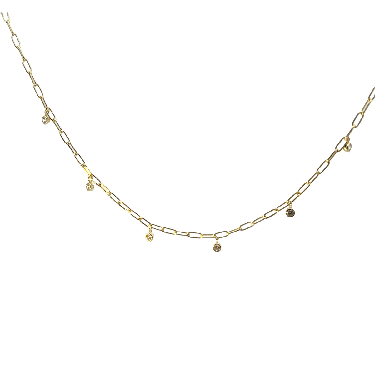 Gold Paperclip Station Necklace