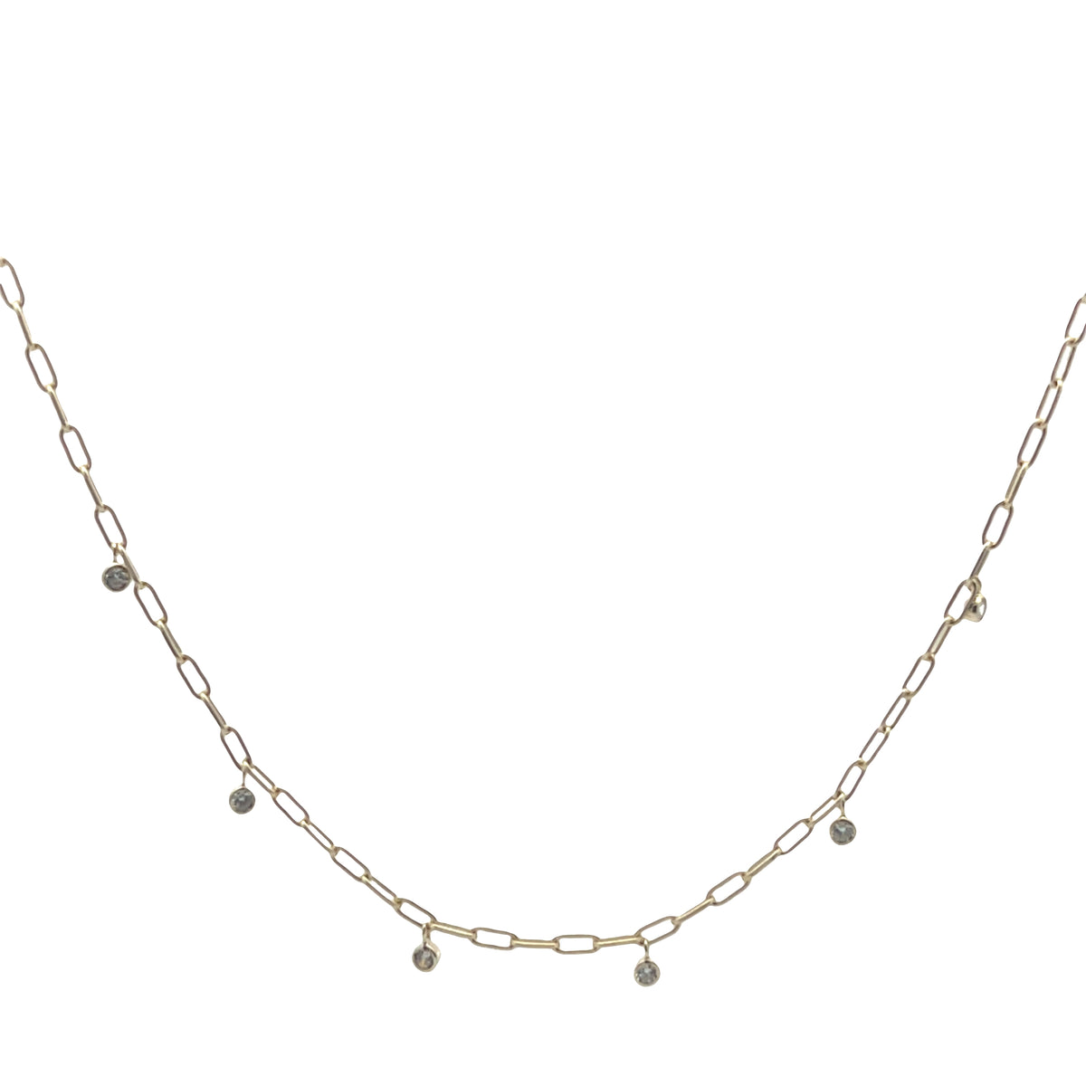 Gold Paperclip Station Necklace