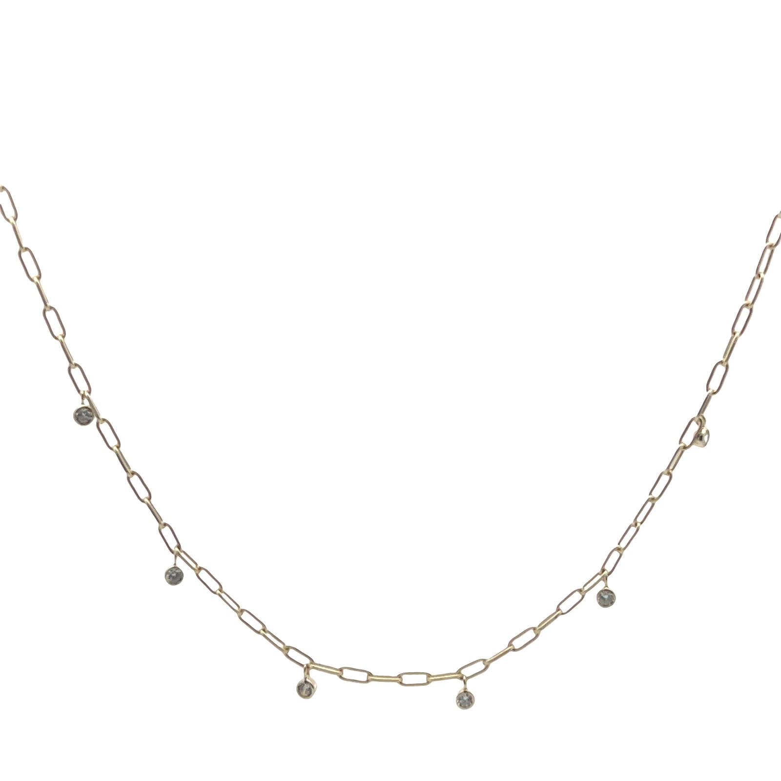 Gold Paperclip Station Necklace