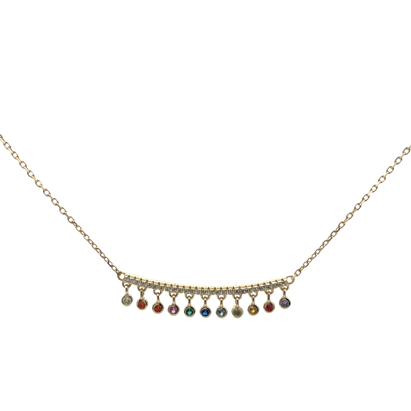 Balance Bar & Dainty Drop Stone Necklace
