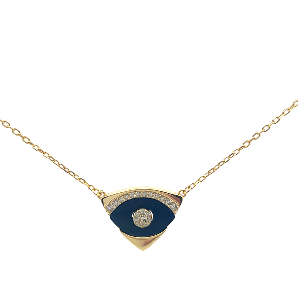 Triangle Evil Eye Necklace Sterling Silver - Protection