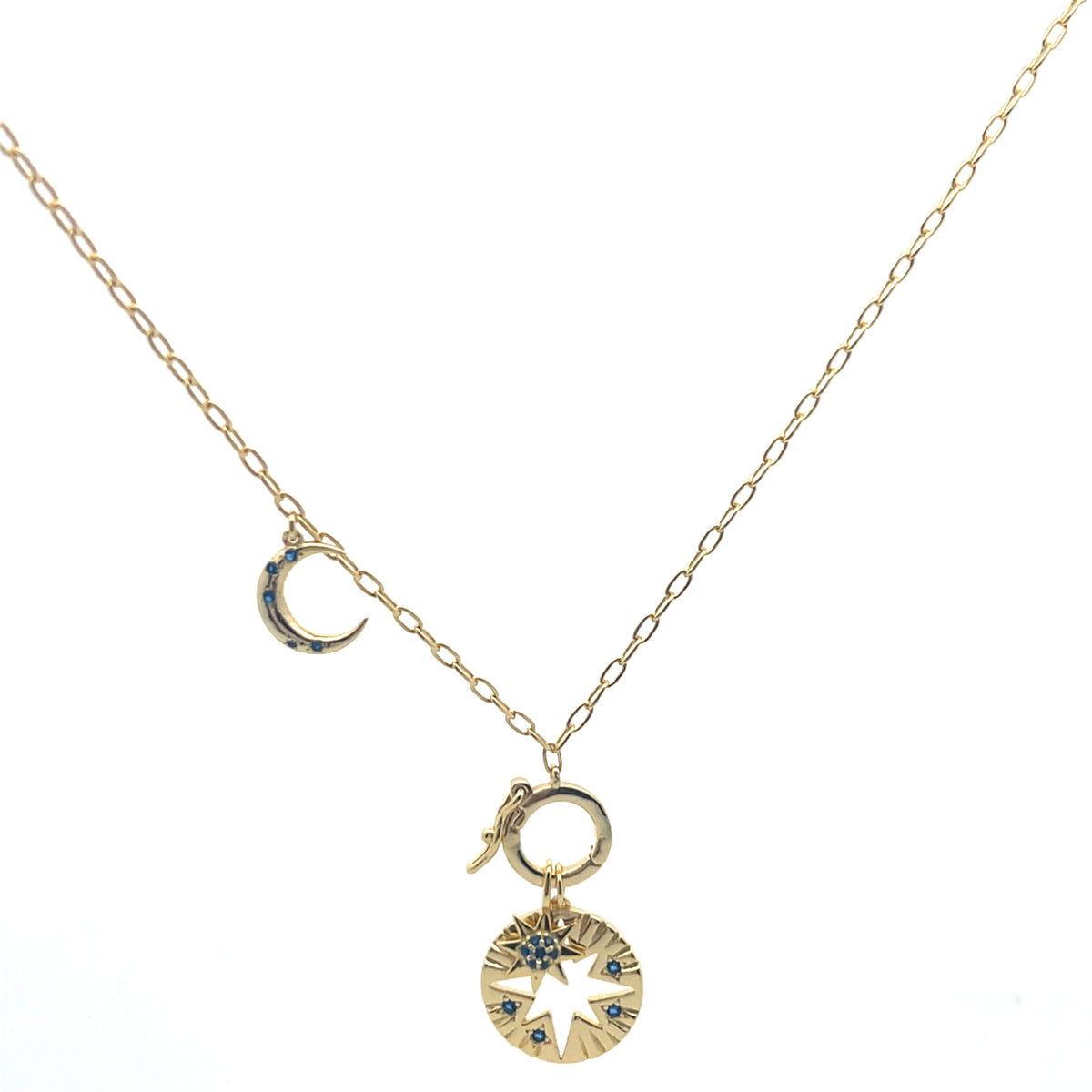 Sterling Silver Moon &amp; Star Compass Necklace — Guidance