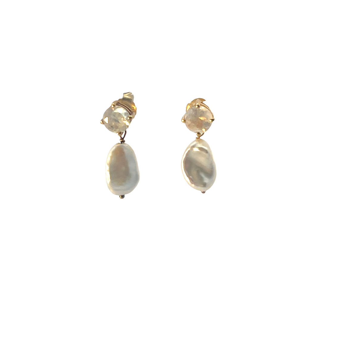 Moonstone and freshwater Pearl drop earrings sterling silver