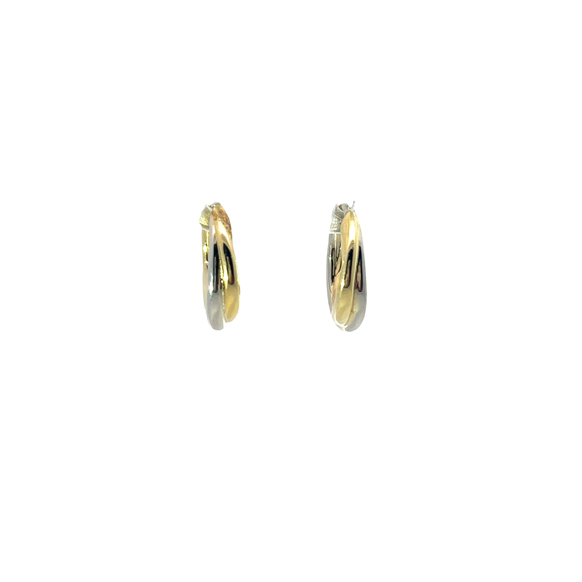 Classic two tone plain mixed hoop earrings