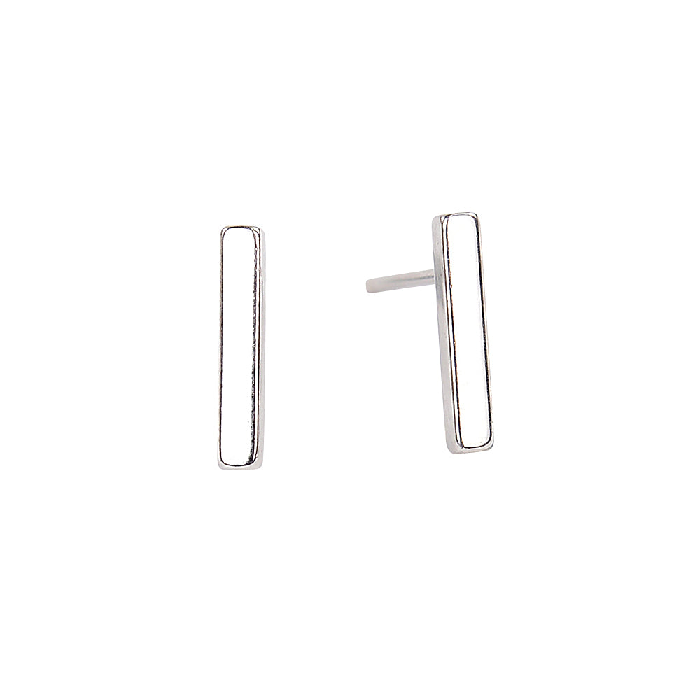 Bar Balance equilibrium sterling silver Plain stud