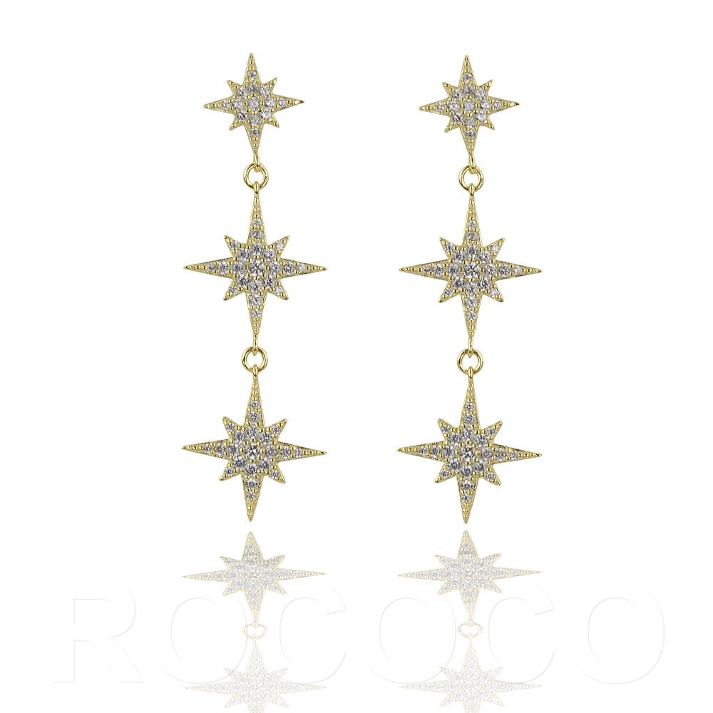 Three starburst Drop earrings