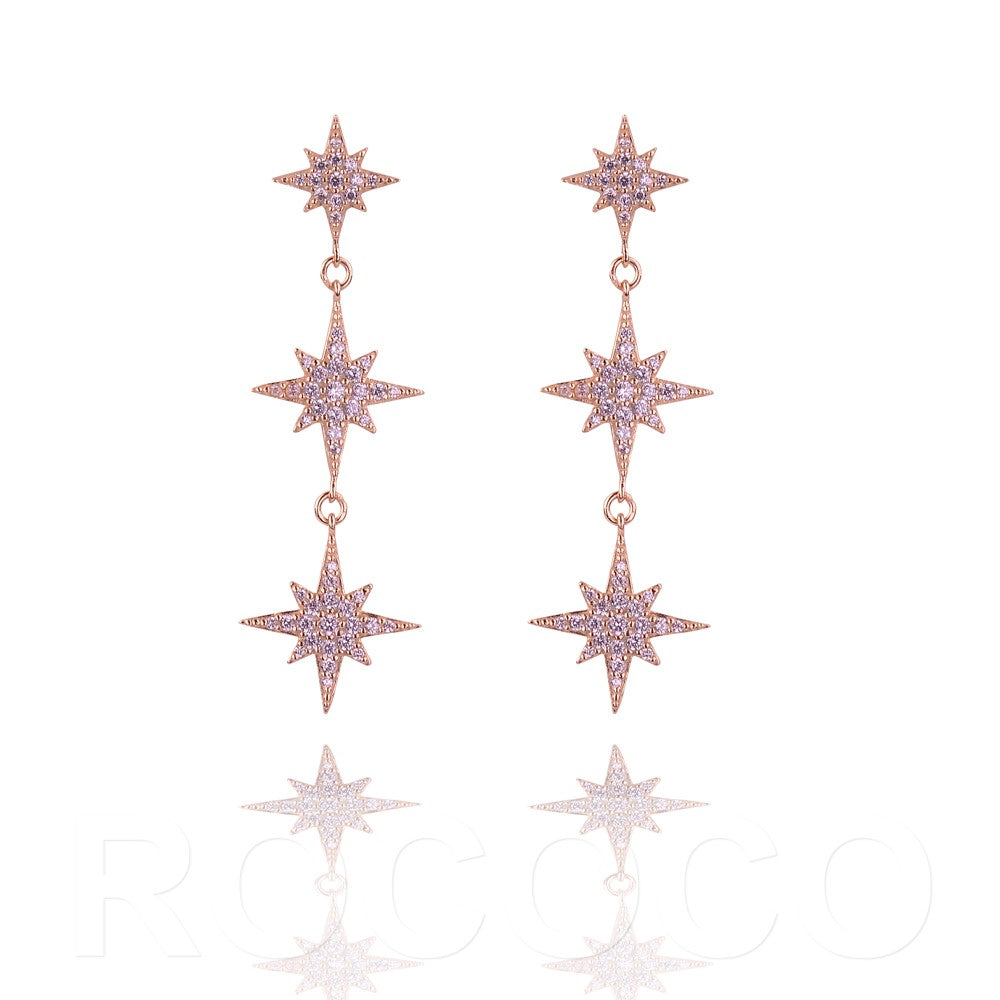 Three starburst Drop earrings