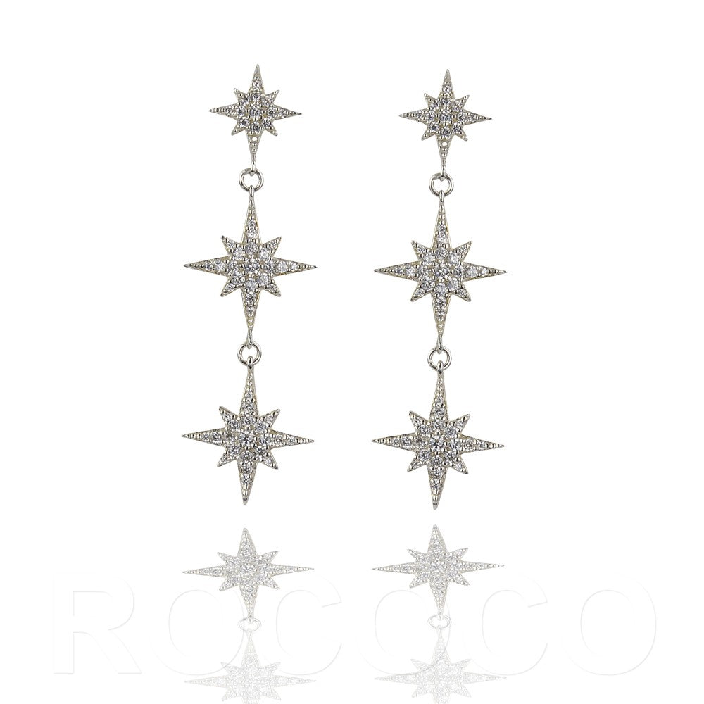 Three starburst Drop earrings
