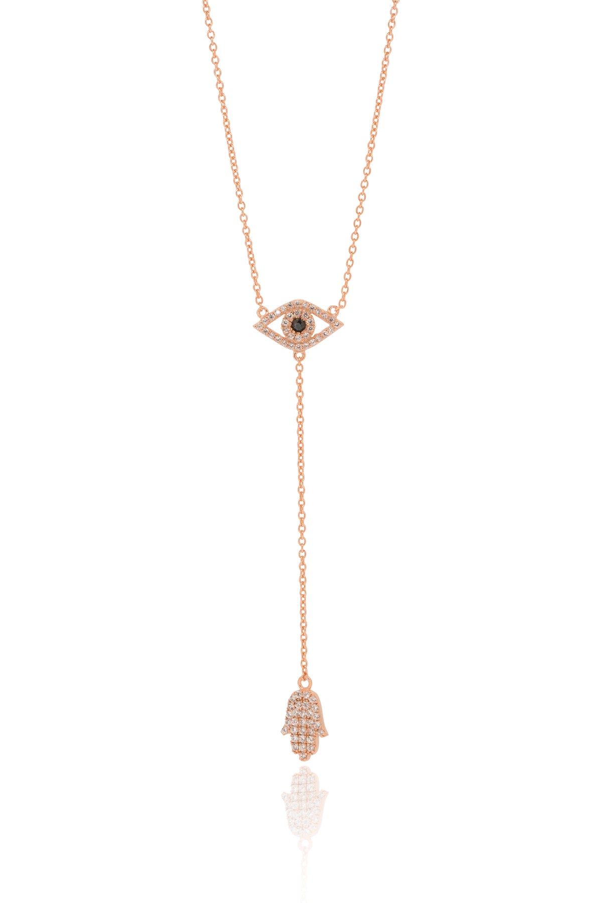 Hamsa and evil eye drop necklace