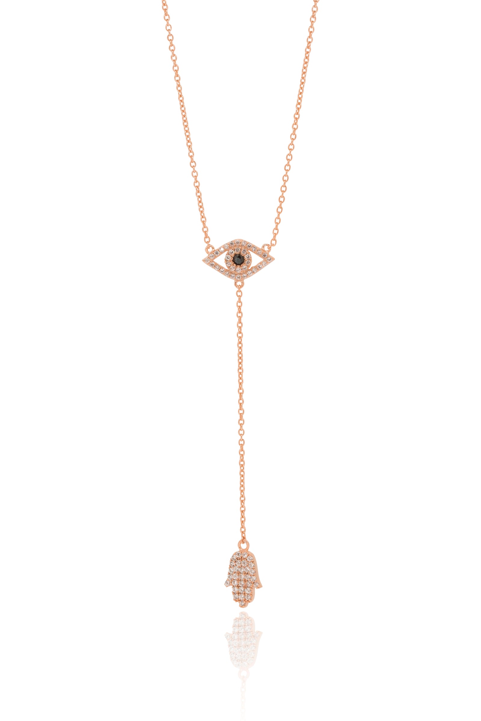Hamsa and evil eye drop necklace