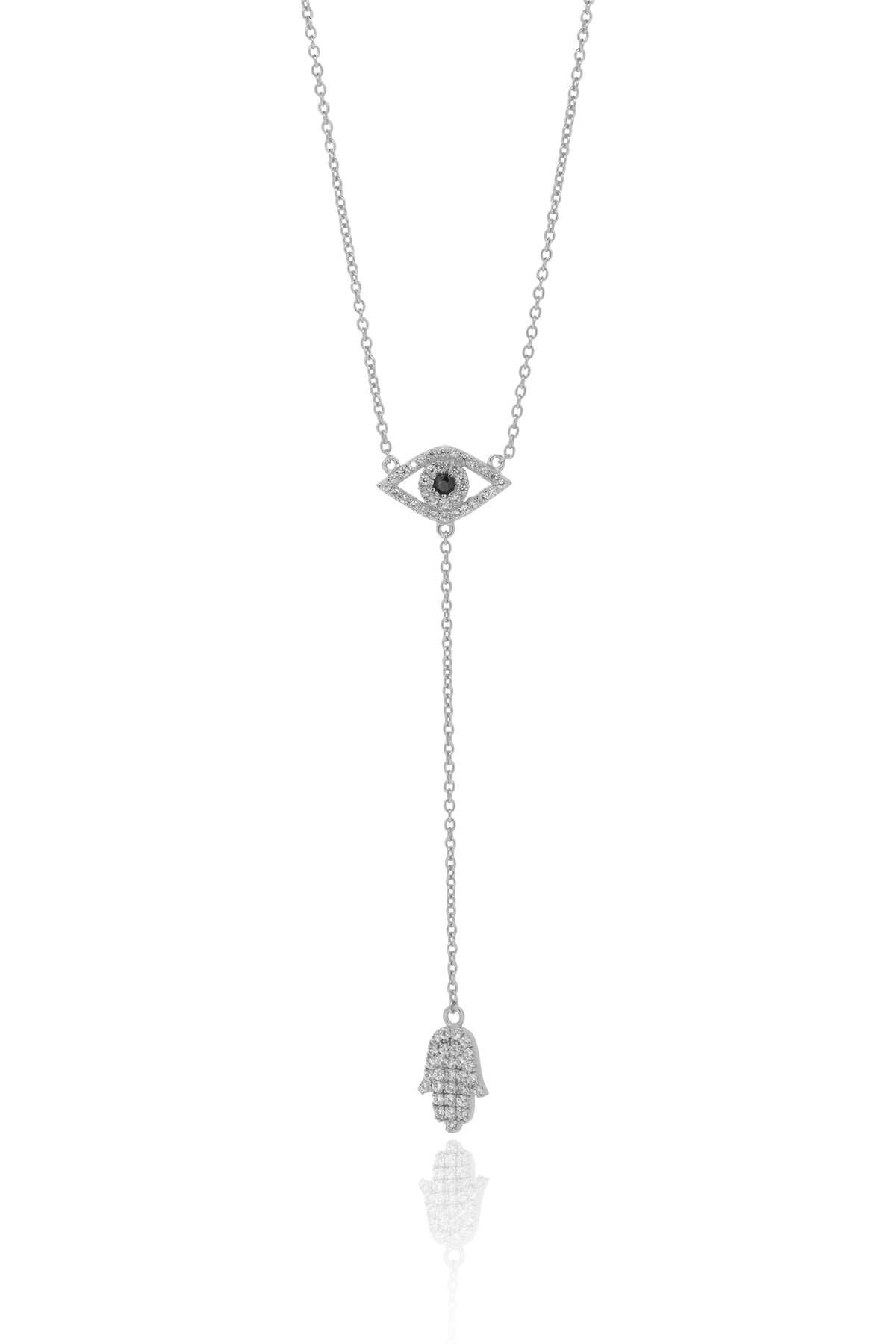 Hamsa and evil eye drop necklace