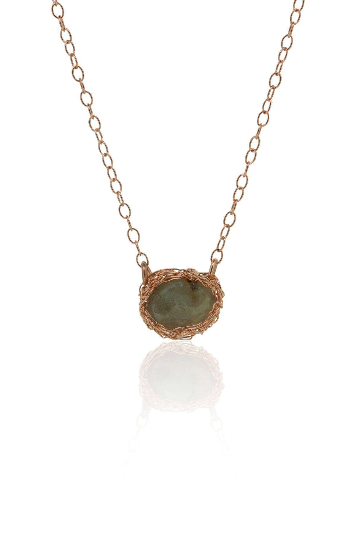 Goldfilled Mesh semi precious encased short necklace