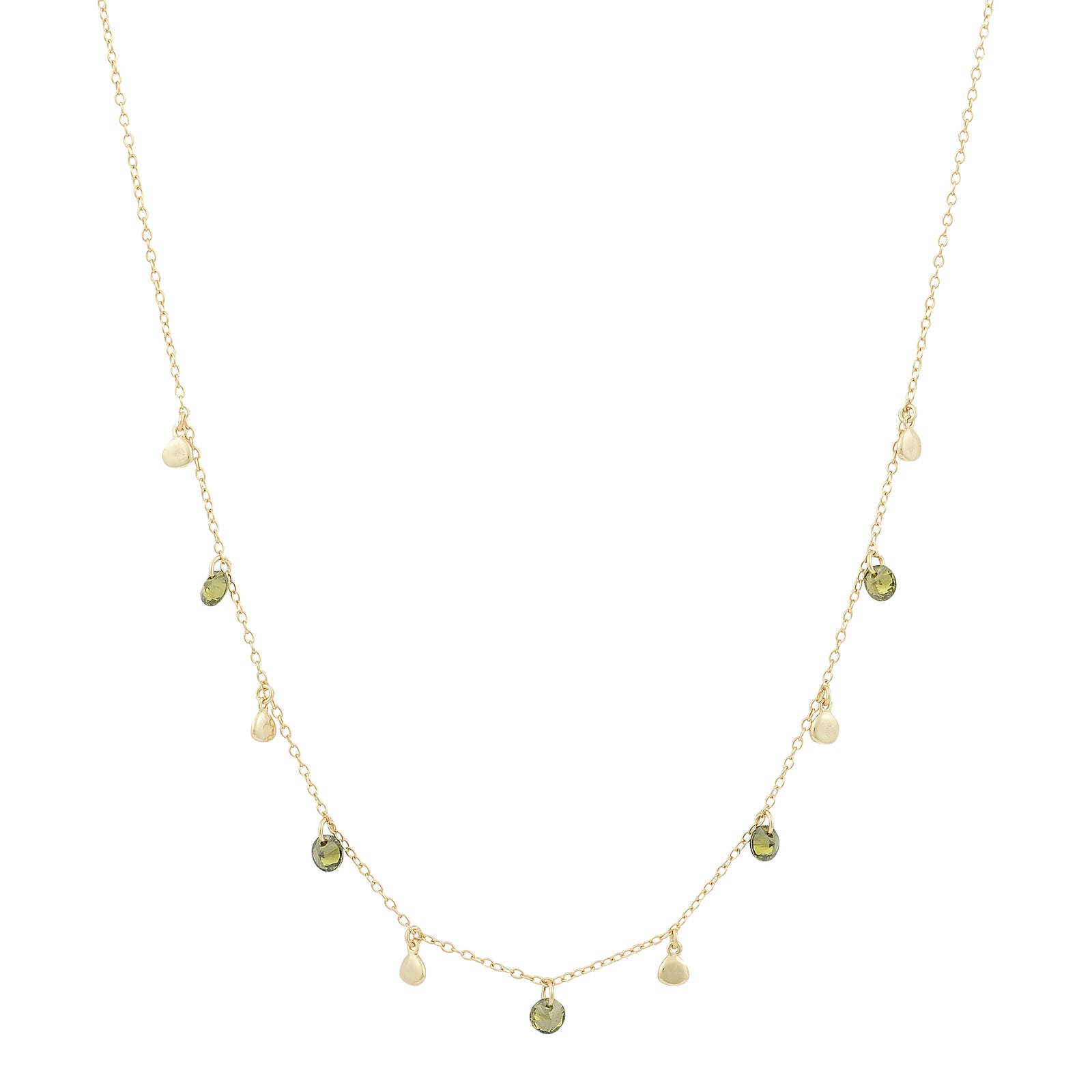 Glitter stone and disc necklace