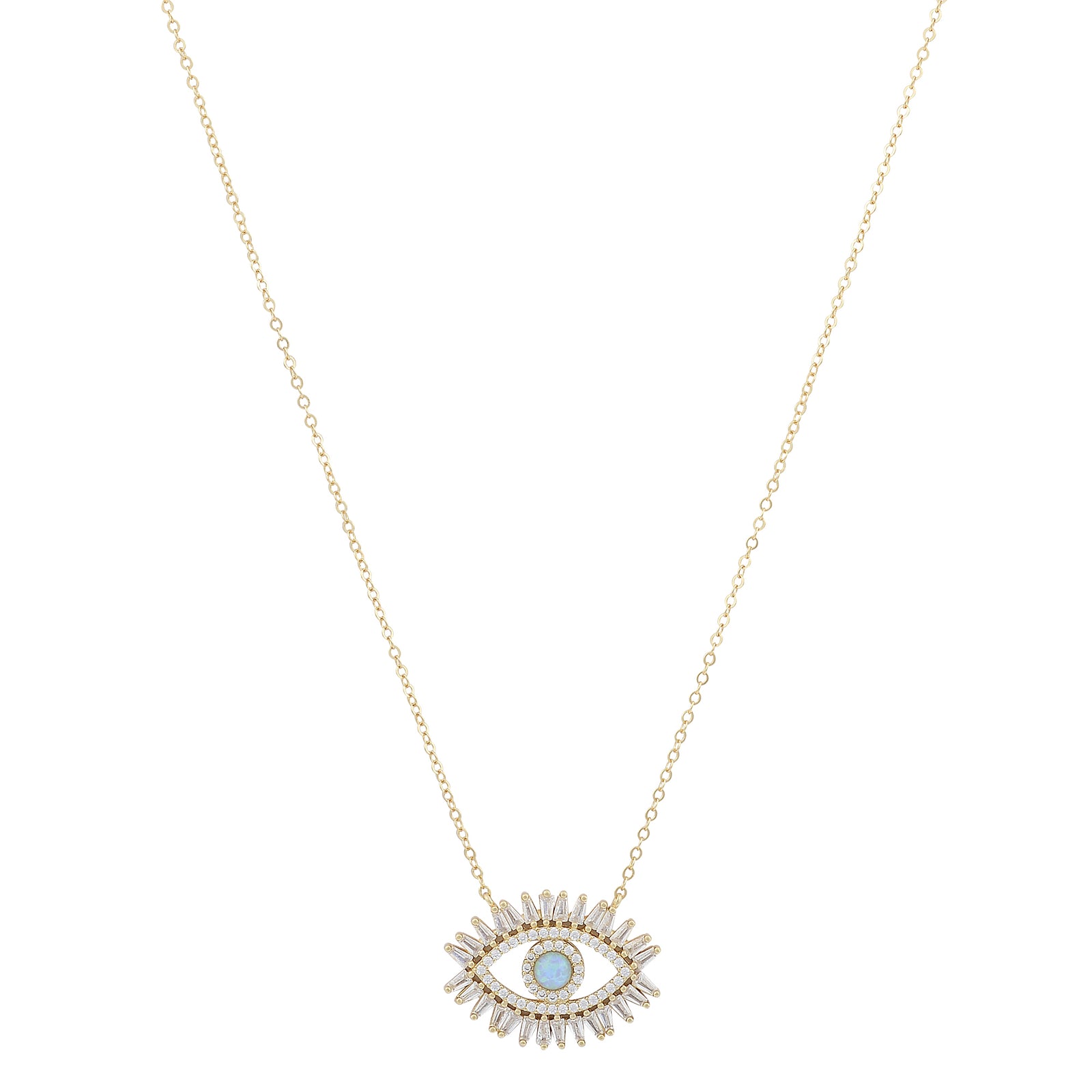 Faith and protection Large baguette eye necklace