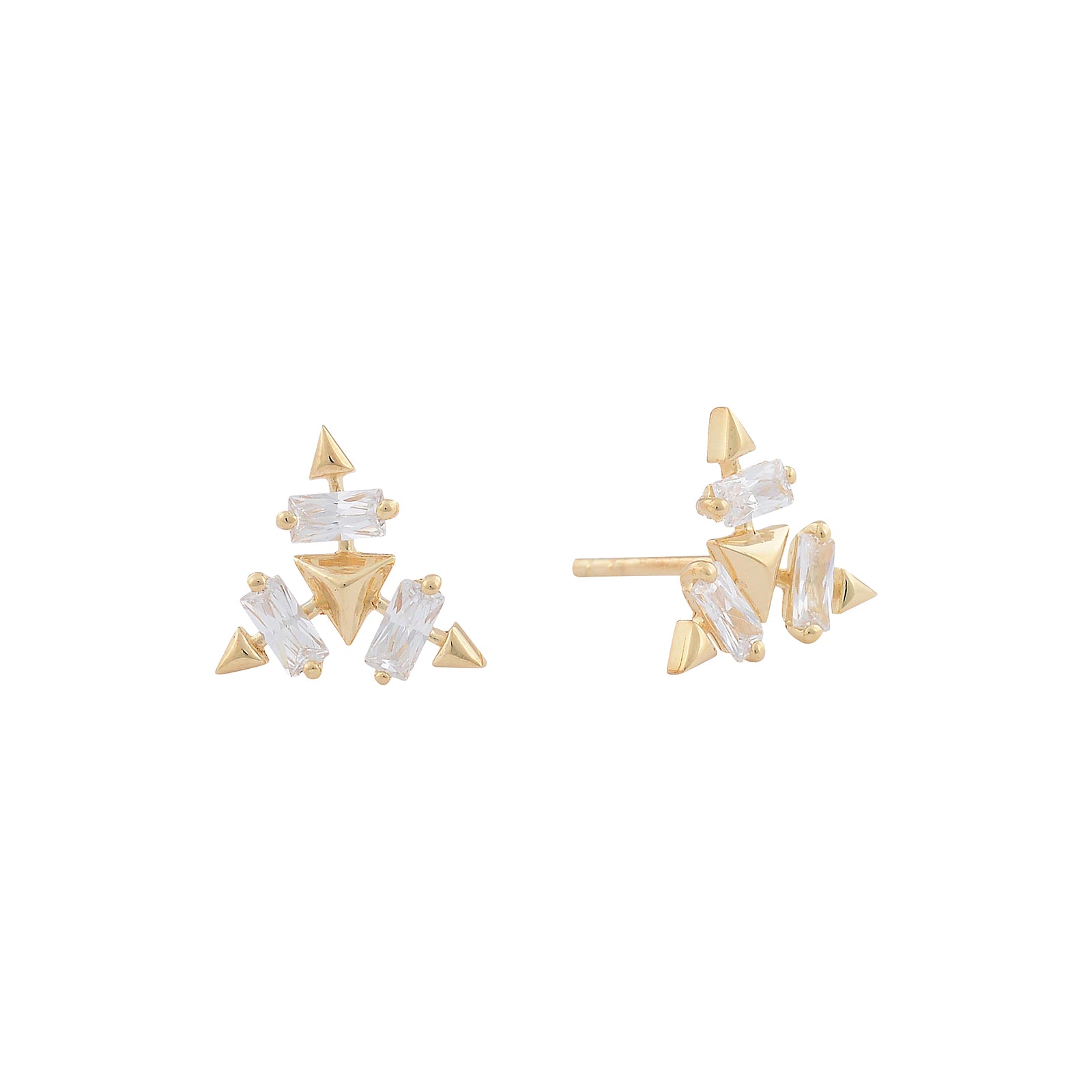 Faith perfection baguette triangle stud earings