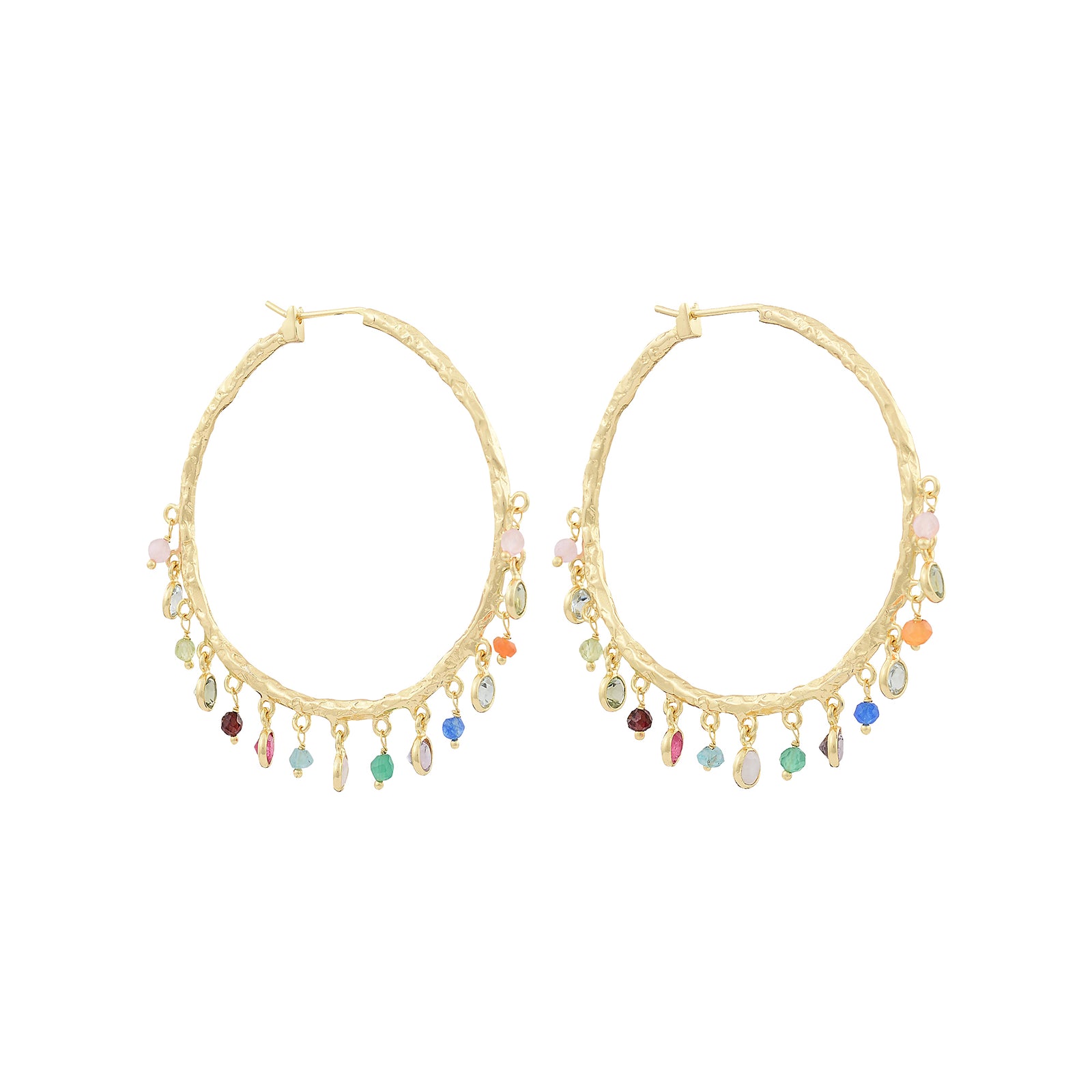 Chakra large semi precious stone hoops