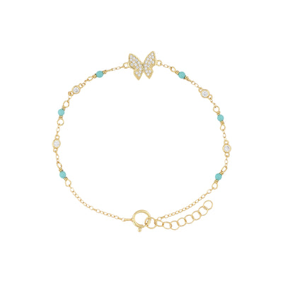 Sterling Silver Butterfly with Enamel Bracelet