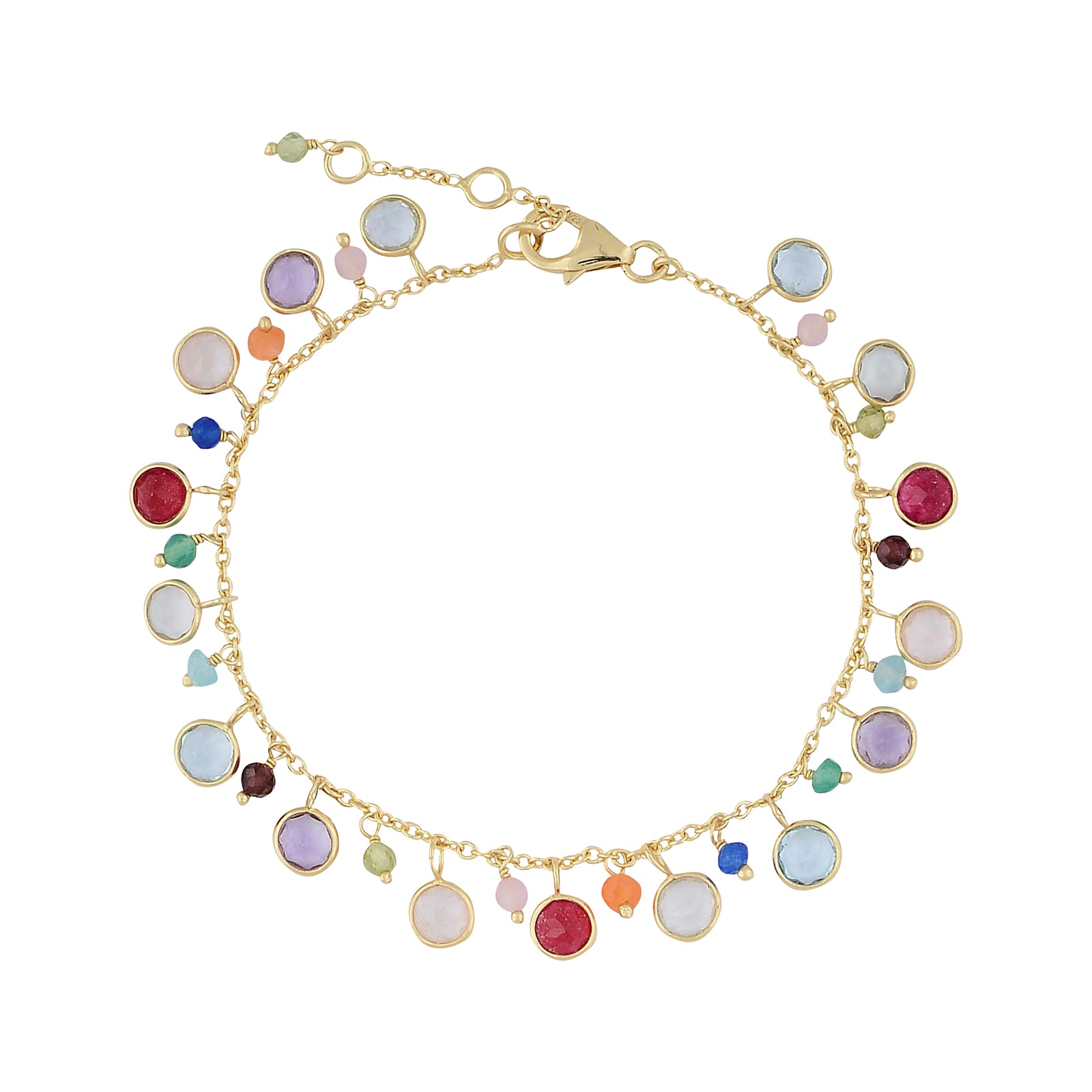 Chakra multi coloured drop stone bracelet