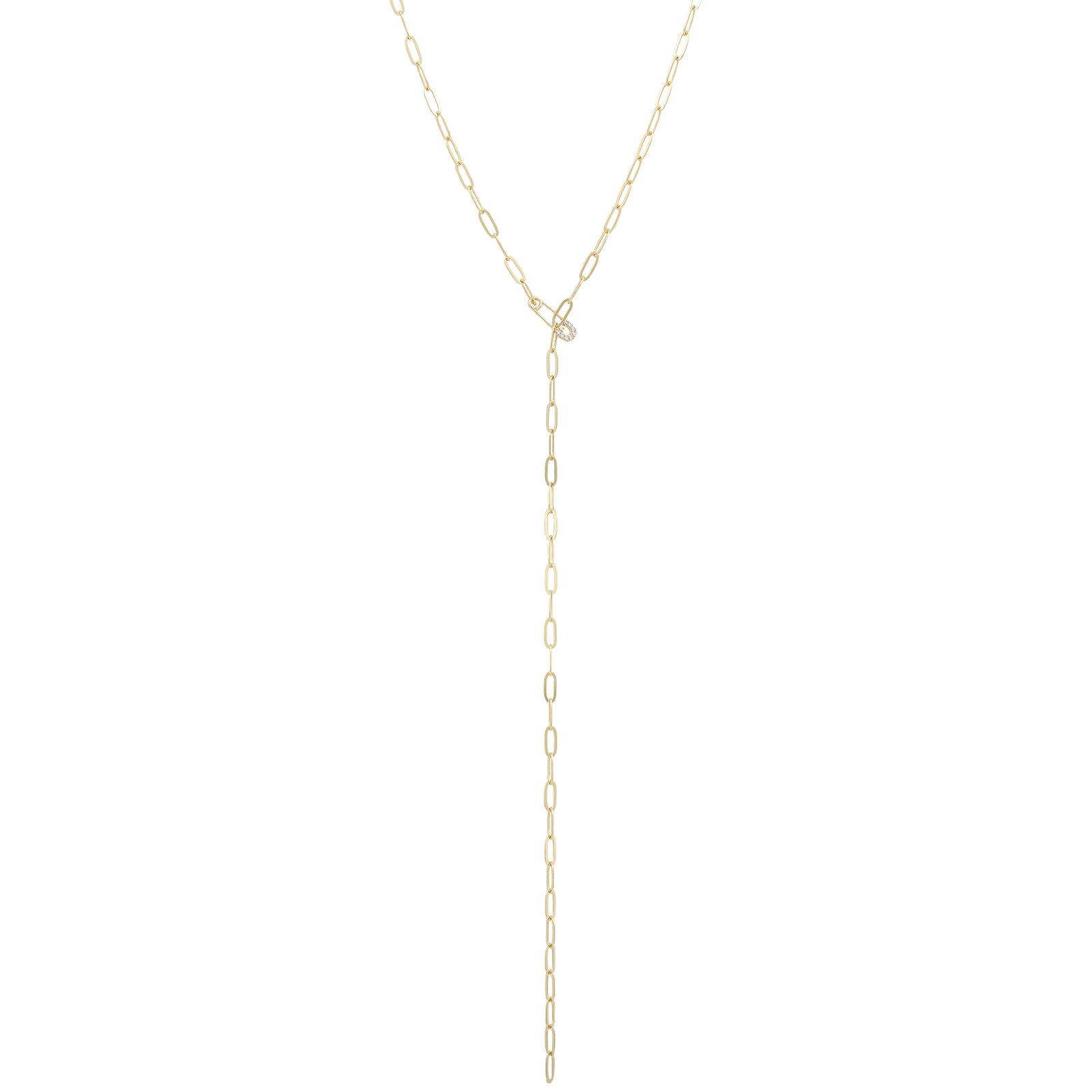 Gold chain necklace on a white background