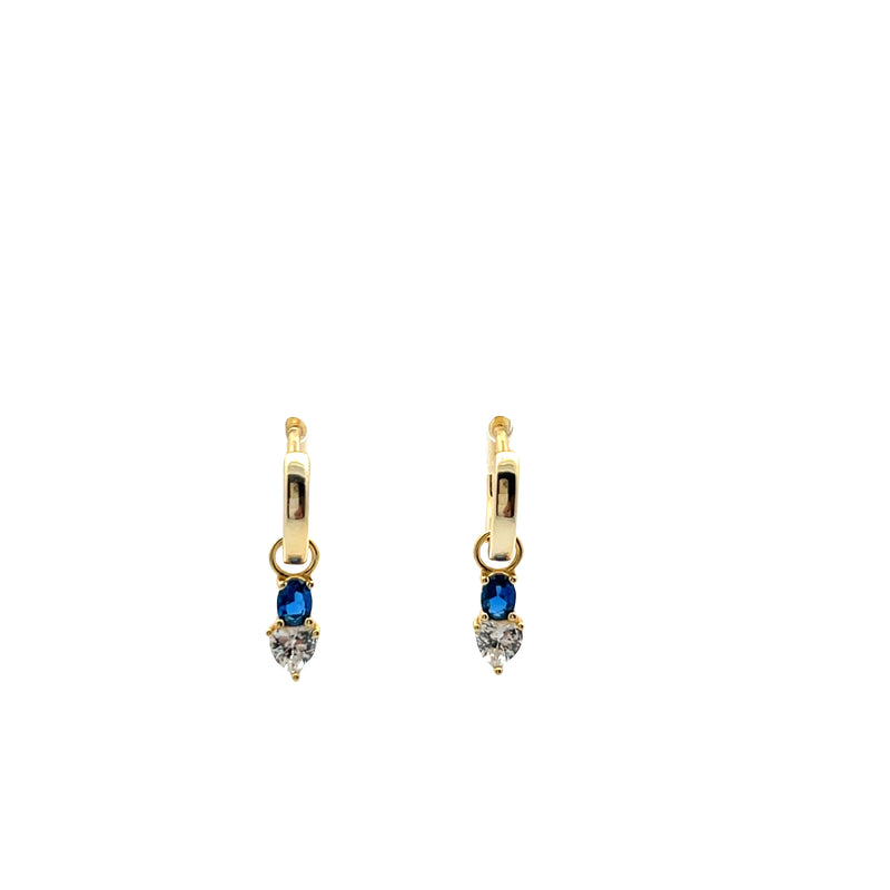 Heart and stone drop Love huggy earings