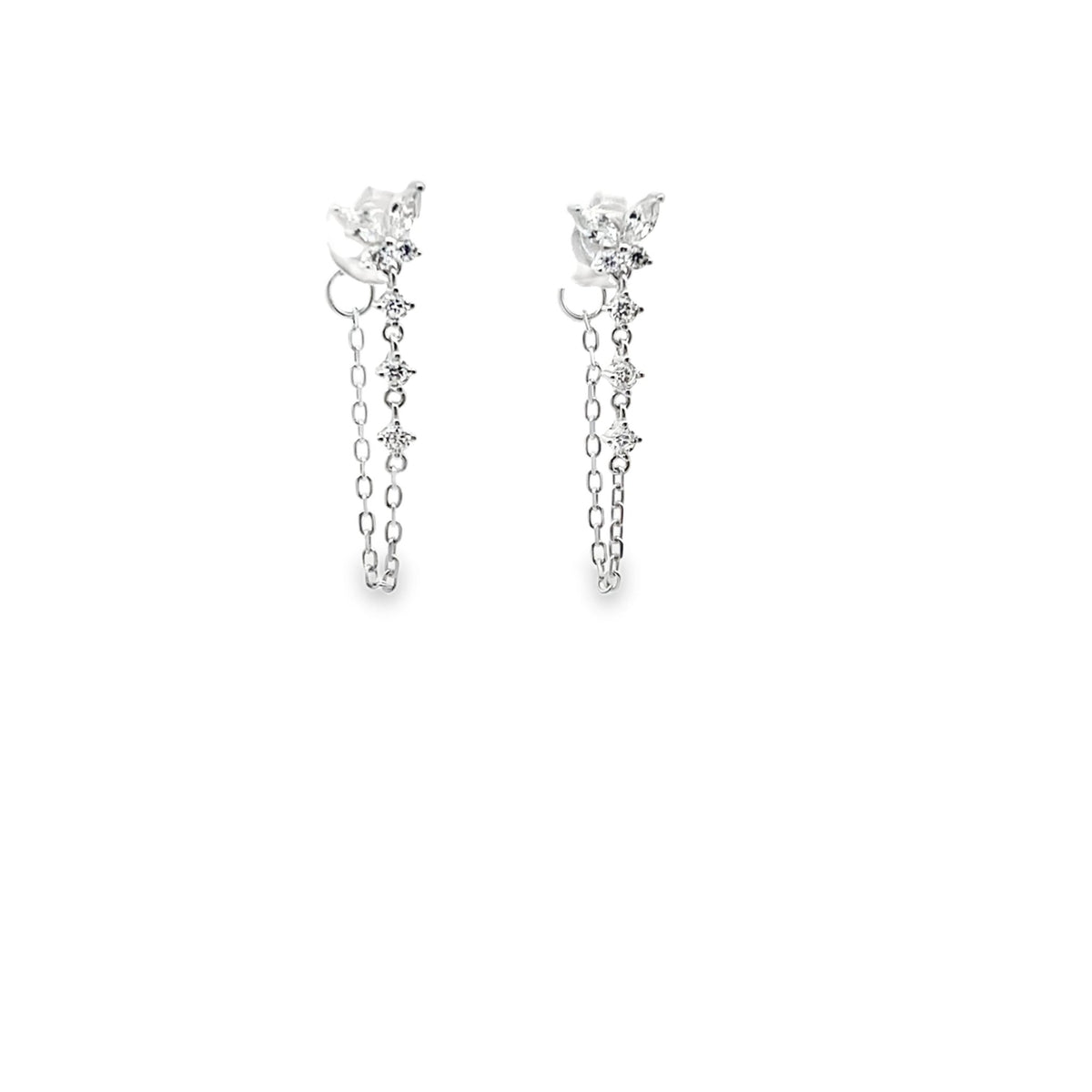 Butterfly cz drop with chain transformation earringsEarrings