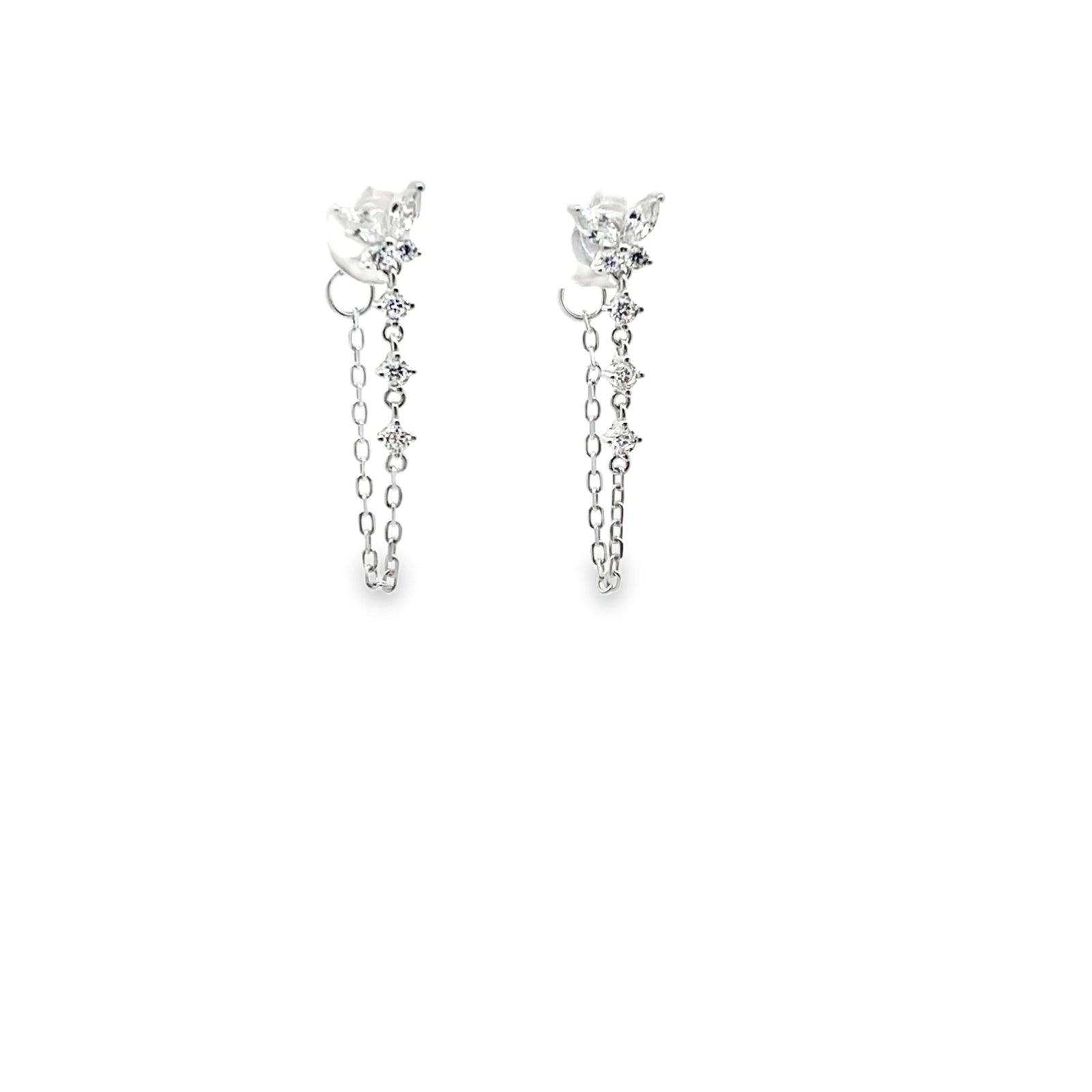 Butterfly cz drop with chain transformation earringsEarrings