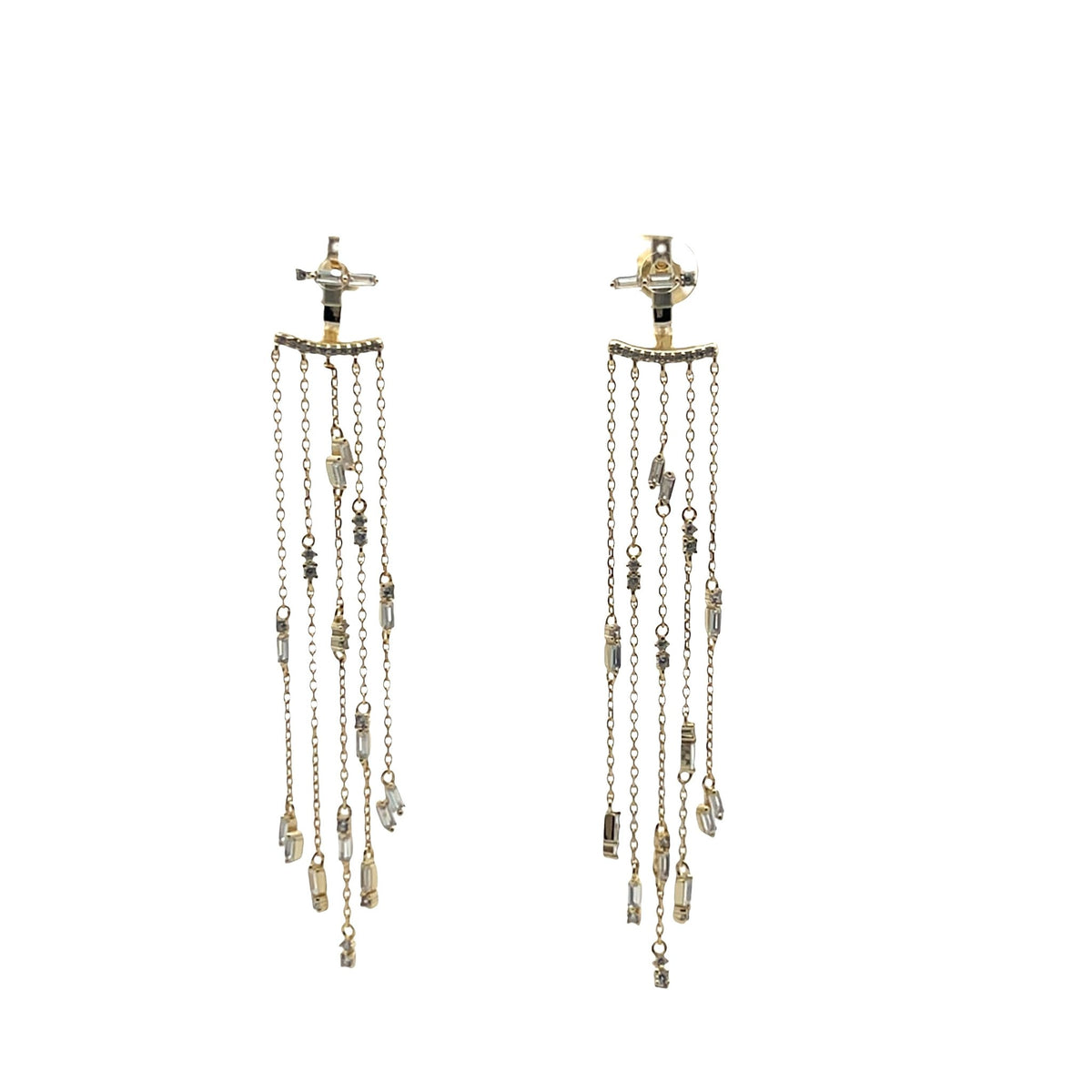 Celestial Radiance Baguette Chandelier Ear Jacket EarringEarrings