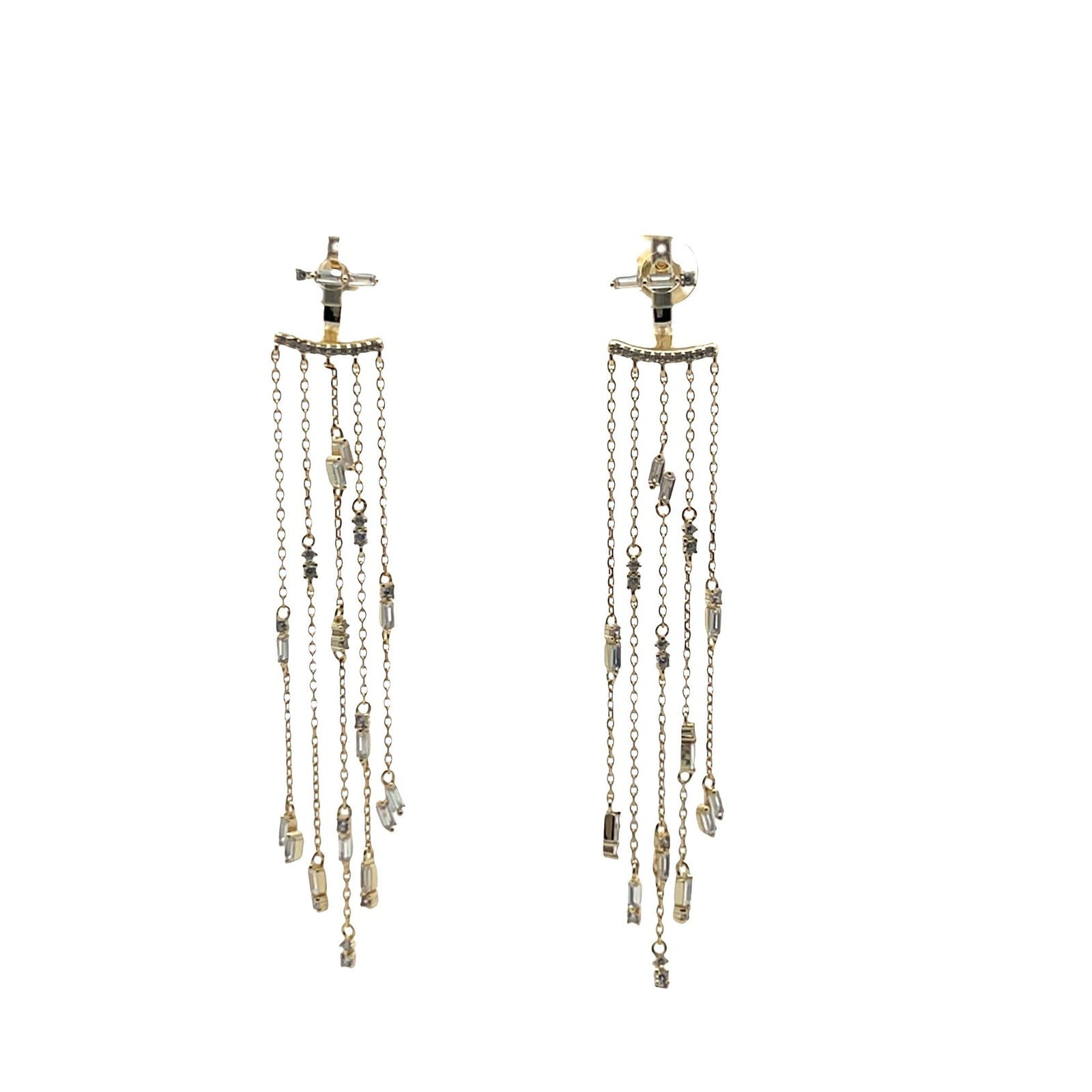 Celestial Radiance Baguette Chandelier Ear Jacket EarringEarrings