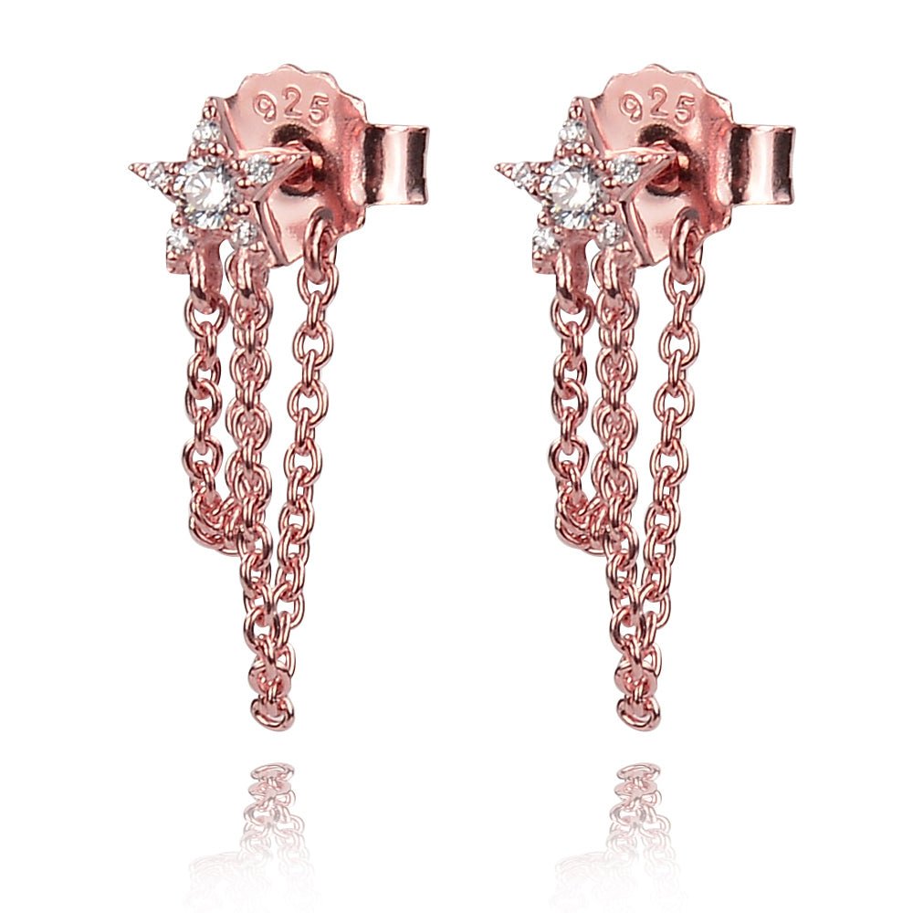 Celestial radiance Double chain star drop earringsEarrings