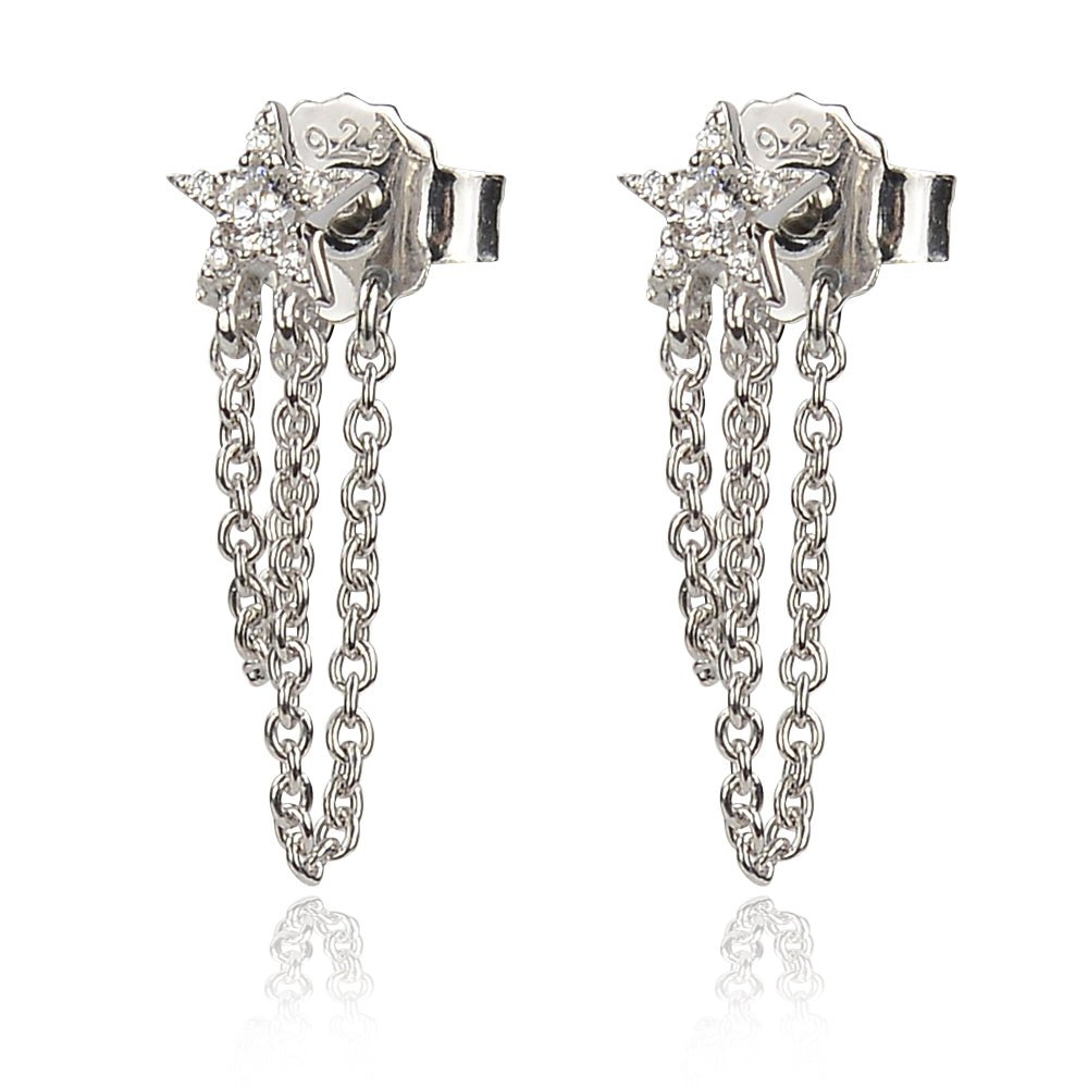 Celestial radiance Double chain star drop earringsEarrings