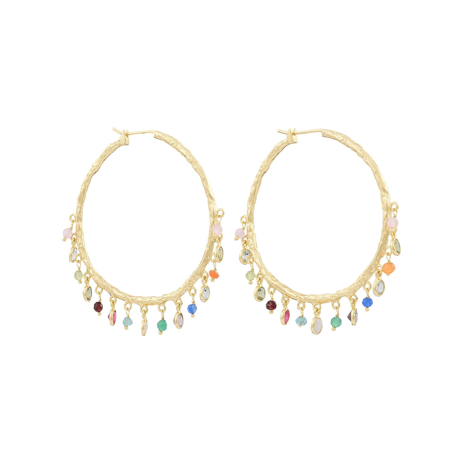 Chakra large semi precious stone hoopsEarrings