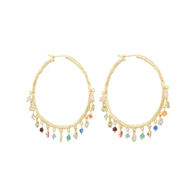 Chakra large semi precious stone hoopsEarrings