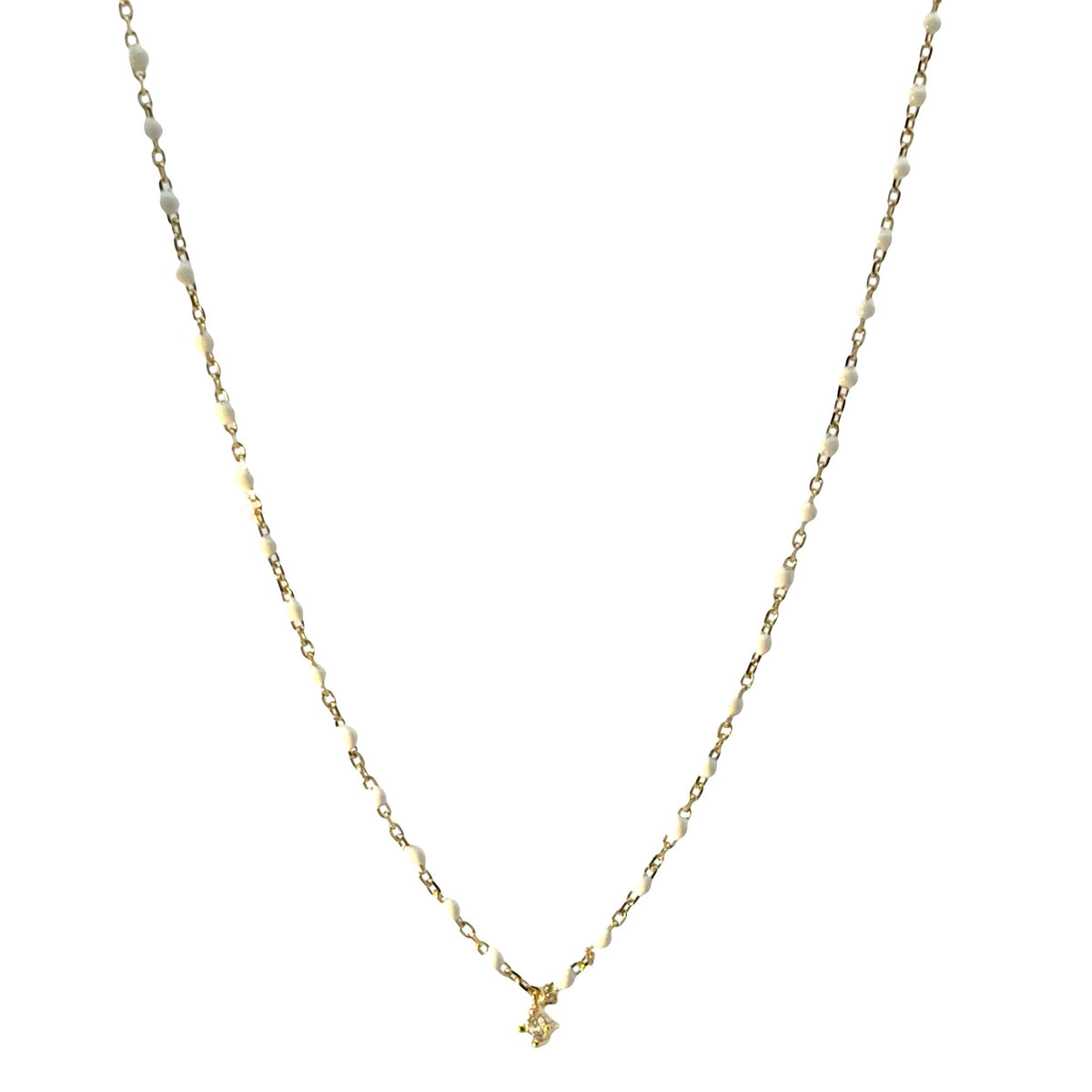 Delicate Enamel &amp; Single-Stone Pendant NecklaceNecklace