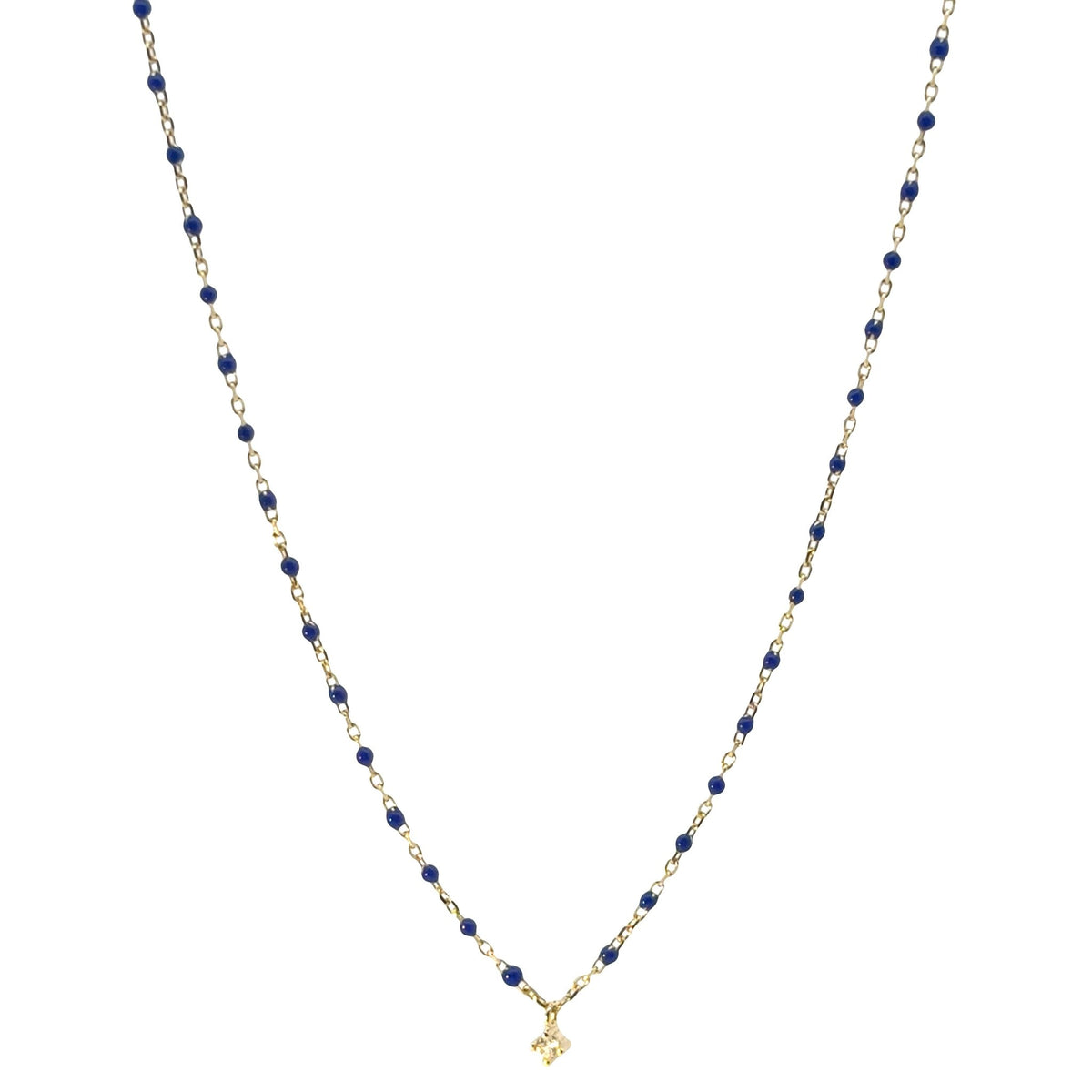 Delicate Enamel &amp; Single-Stone Pendant NecklaceNecklace